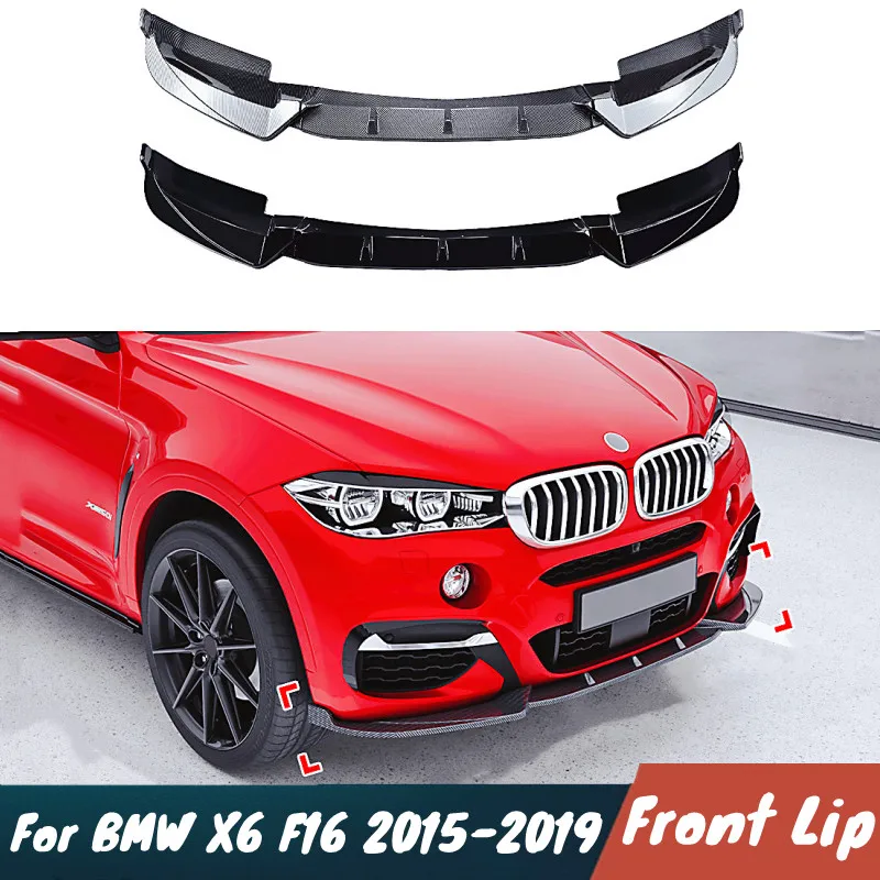 

For BMW X6 F16 M Sport 2015-2019 3pcs/Set Car Front Bumper Lip Chin Spoiler Car Bodykit Protection Guard Accessoris