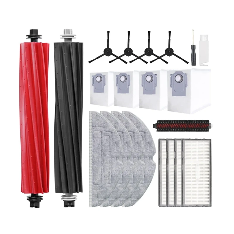 Kit de Acessórios para Robot Vacuum, Escova Principal Dupla, Escova Lateral, Filtro Hepa, Mop Panos, Compatível com Roborock S8 Pro, Ultra