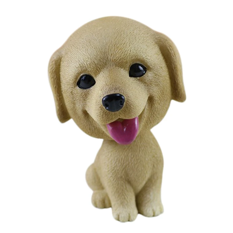 Simulation Shaking Head Dog Resin Cute Bobble Head Dog Home/Car Dashboard for Car Vehicle Decoration - Golden