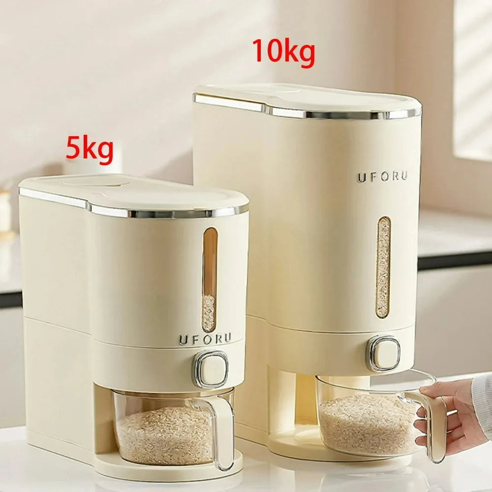 5/10KG Rice Dispenser Cereal Dispense Bucket Corn Holder Dispenser for Cereal Sealed Moisture-proof Rice Bucket Grain Container