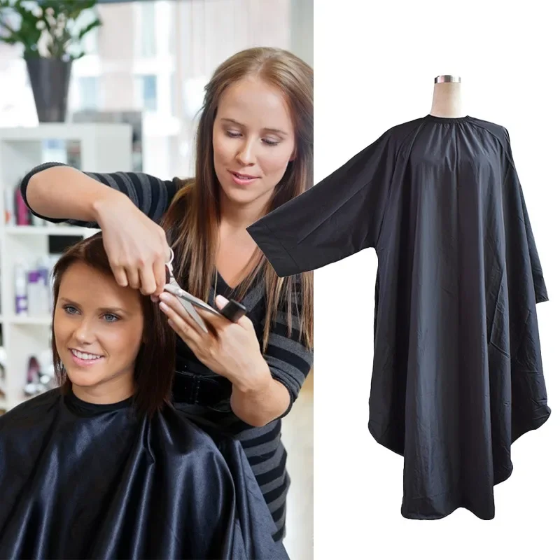 Barbershop Sleeved Apron Barber Haircut Cloth Hair Cut Cape Hairdress Gown Hairdressing Coat Barbershop Salon Accessory