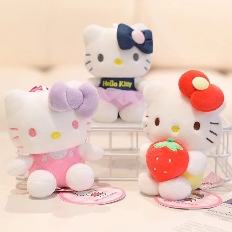 12cm Sanrio Hellokitty Plush Toys Pendant Bag Accessories Stuffed Keychain Backpack Phone Car Plush Pendant
