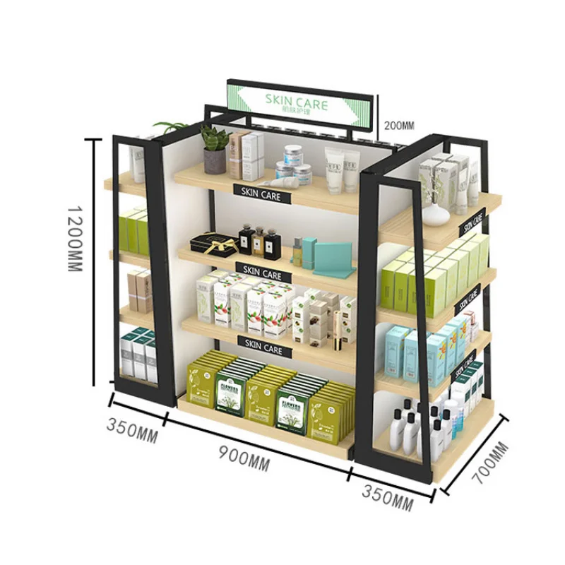 custom.High Quality Customized Wooden Makeup Skincare Display Shelves Cosmetic Store Shelf Display Stands
