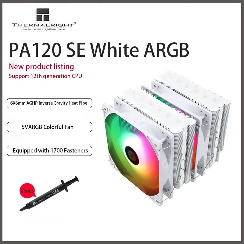 

Thermalright PA120 SE WHITE ARGB AGHP Ters Yerçekimi 6 Isı Borulu Çift Kule Çift Fanlı CPU Radyatör