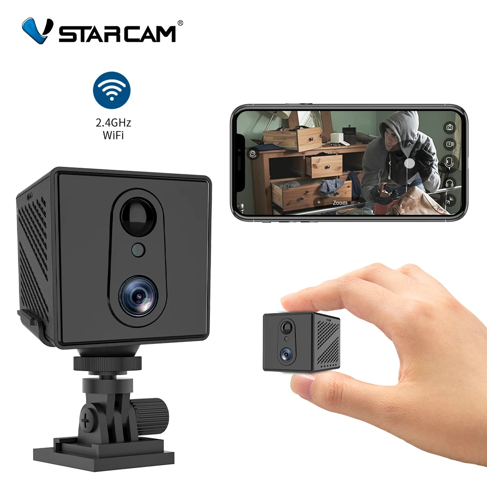 Vstarcam Cameras for Home Security, 3MP Mini Portable Surveillance Indoor Camera, Long Life Battery, Clear Night Vision