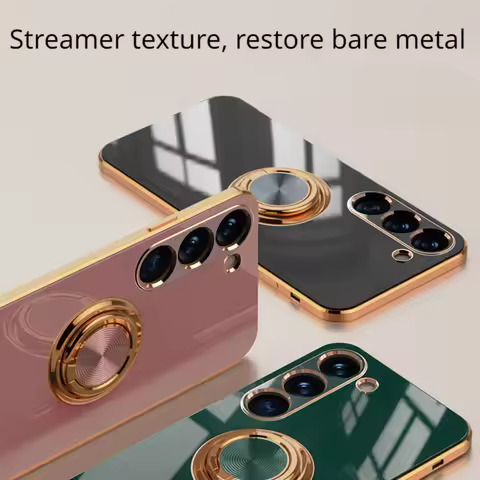 Suitable for Samsung S23 S22 S21 S20 S10 Cases A52 A53 A72 A73 Ring Buckle Bracket Magnetic Suction Car Plating Protective Cover