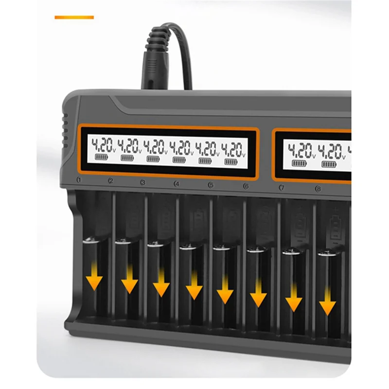 Caricabatterie AS94-2X 18650 12 slot Aa.Aaa Nickel Metal Hydride/Batteria al litio Caricatore universale intelligente con display Spina USA