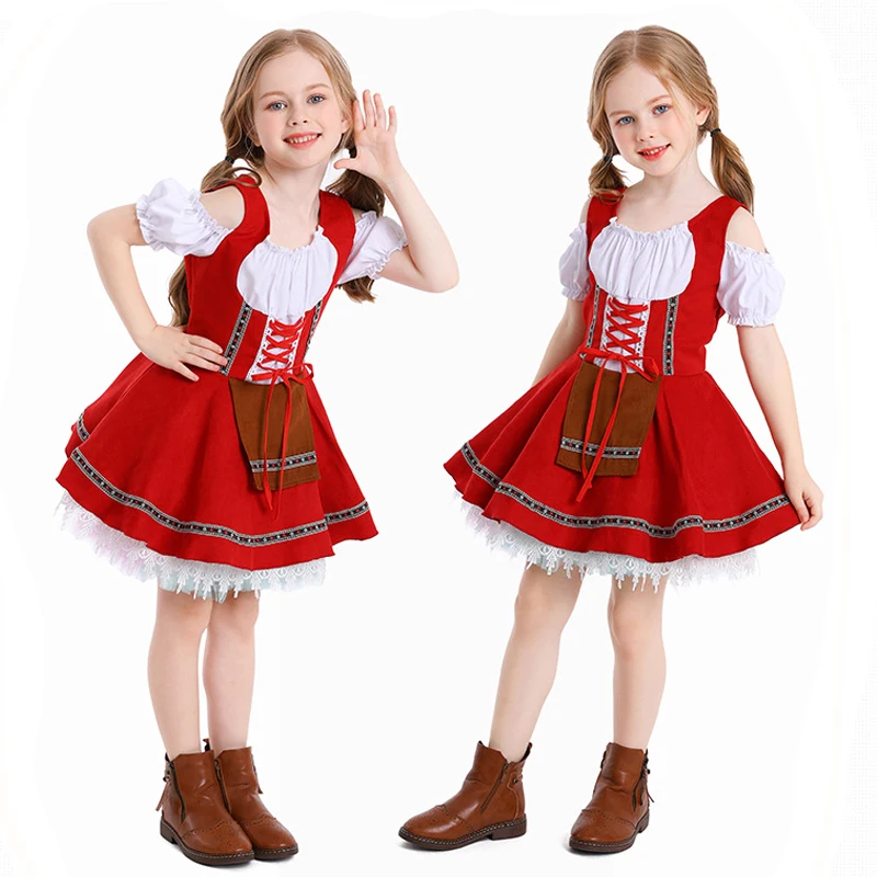 Classic Dirndl Oktoberfest For Kid Costume Festival Alps National Dress Cosplay Carnival Halloween Fancy Party Dress