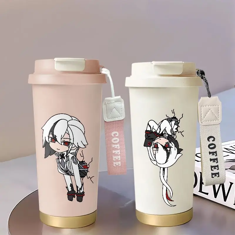 

2025 in Stock Anime Game Gs Impact Cos Arlecchino The Knave Unisex 530ml Straw Double-drink Insulated and Chilled Cup Present
