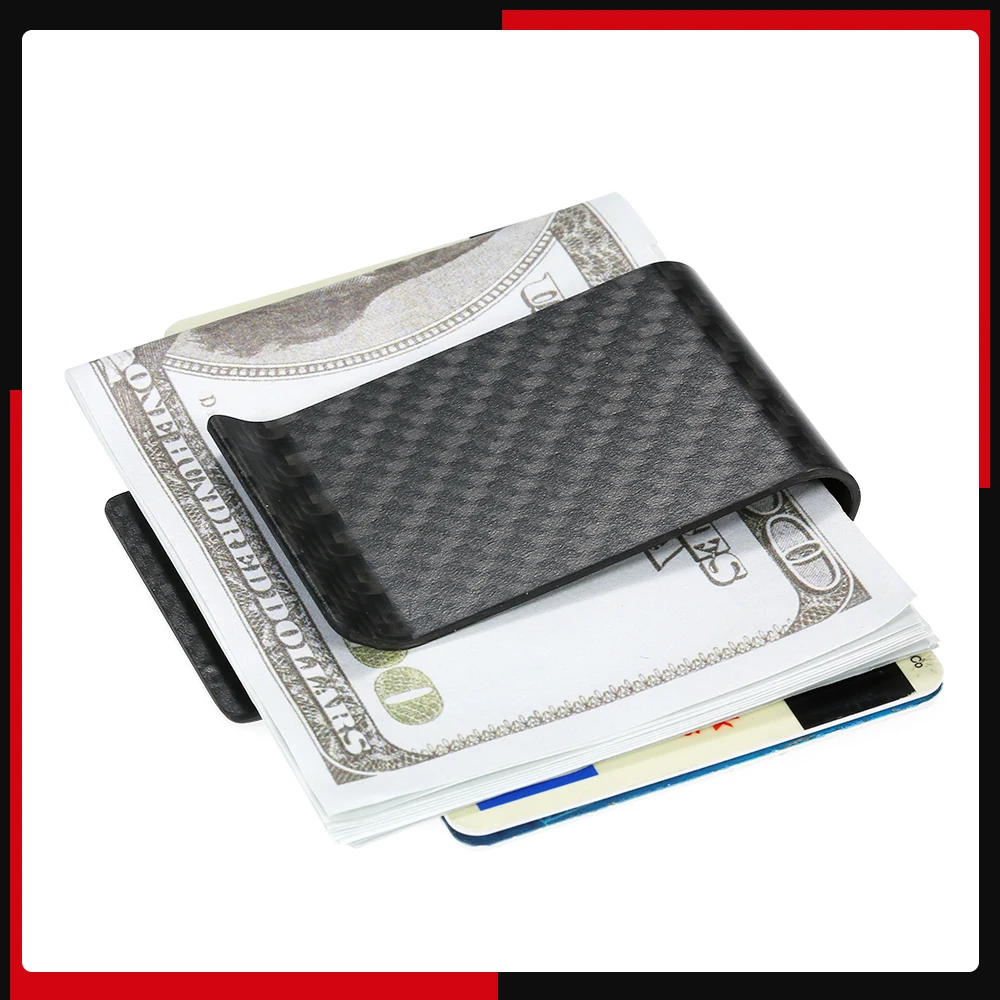 Money Clip Black Carbon Fiber Wallet Money Clip Credit Card Business Card Clip Holder for Men