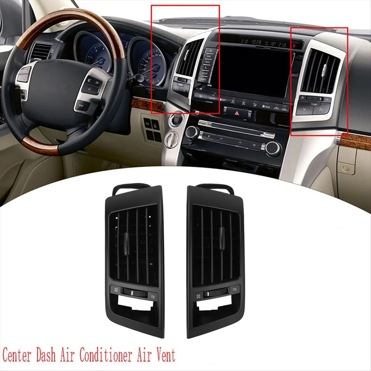 L96A Car Center Dash Air Vent Outlet Grille Air Conditioner Air Vent for Toyota Land Cruiser LC200 2008-2015 Black