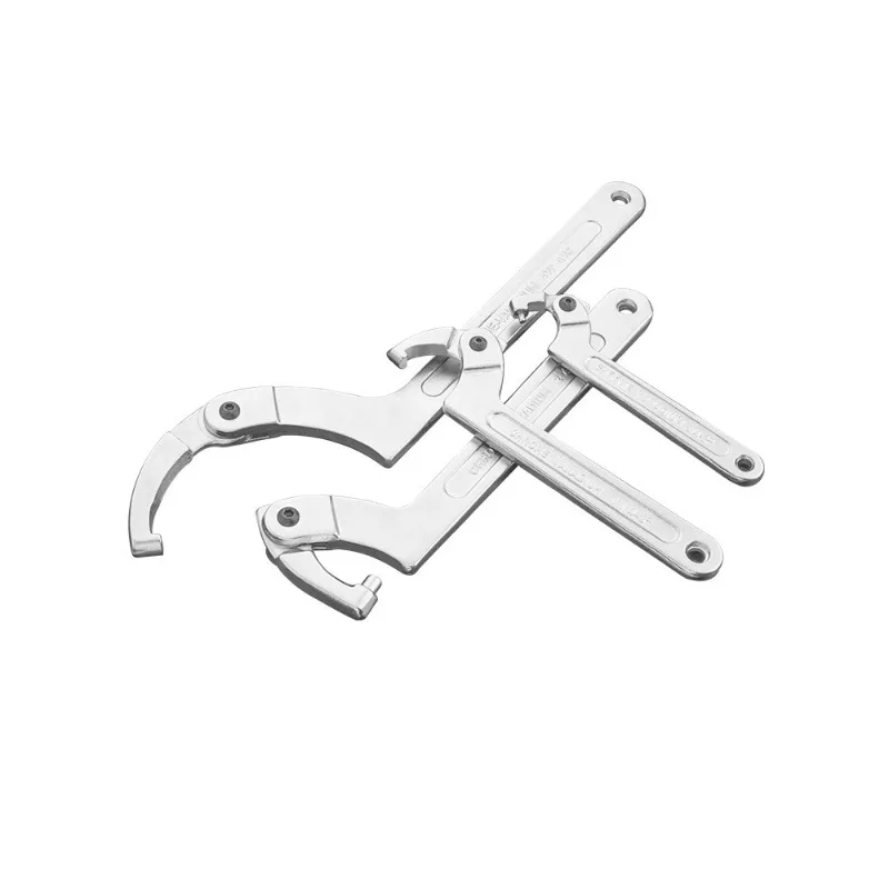 For round nut wrench adjustable hook type movable hook wrench hook type shock absorption adjustment water meter crescent wrench