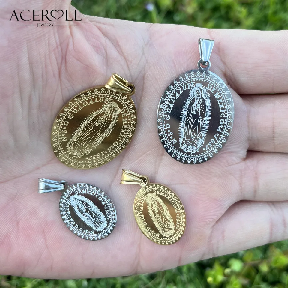 ACEROLL Stainless Steel Catholic Pendant of Our Lady of Guadalupe Medal, Our Lady of Guadalupe - view 6