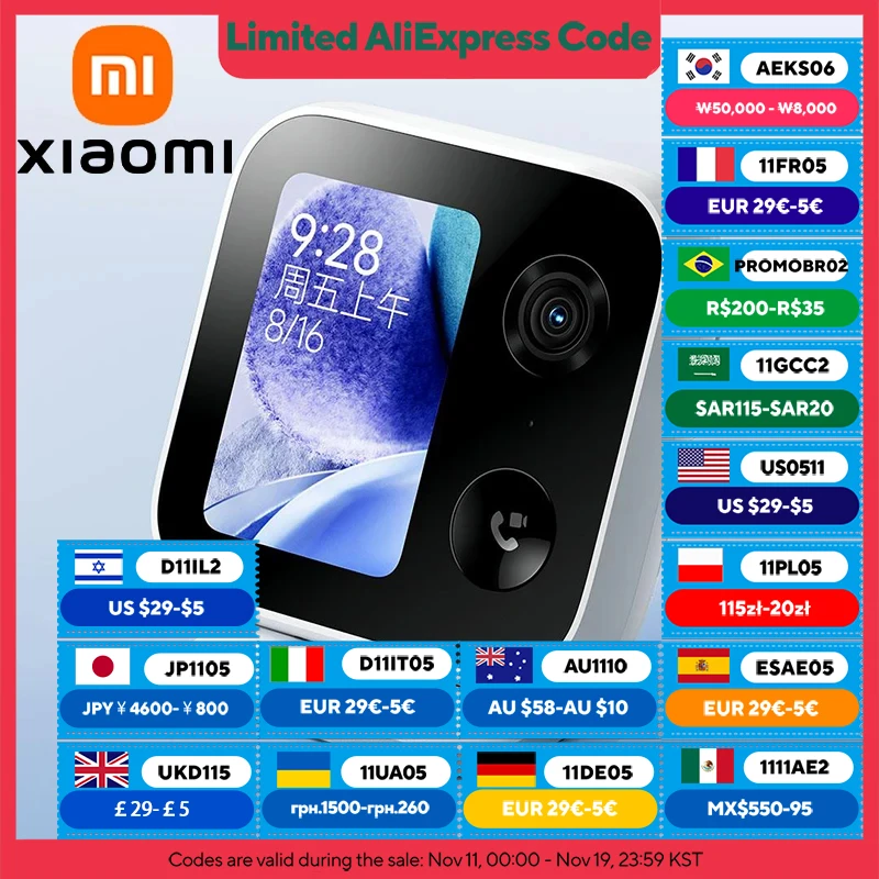 XIAOMI Smart Camera Video Call Edition，3.5 - Inch Large Screen，4MP 2.5K，Home Security Baby Monitor，Chinese Version With Adapter