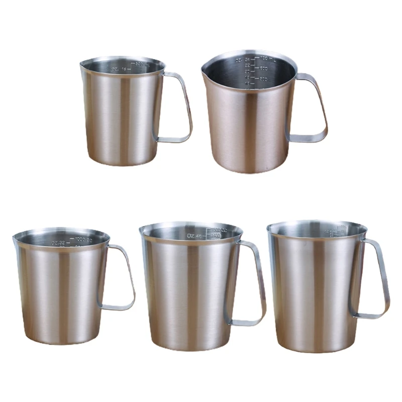 

Thickened 304 Stainless Steel Measuring Cup with Scale 500ml-2000ml Large Capacity Kitchen Milk Frother Cups Drop shipping