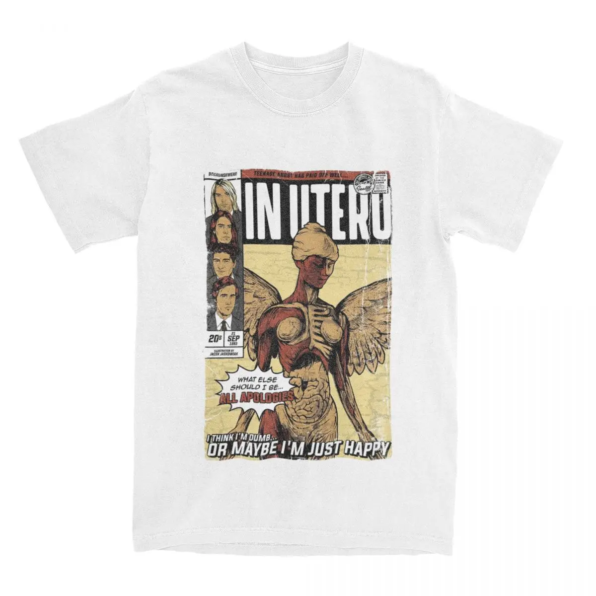 Casual in Utero Kurt Cobain T Shirt Men Women 100% Cotton Tee Shirt Adult Clothes