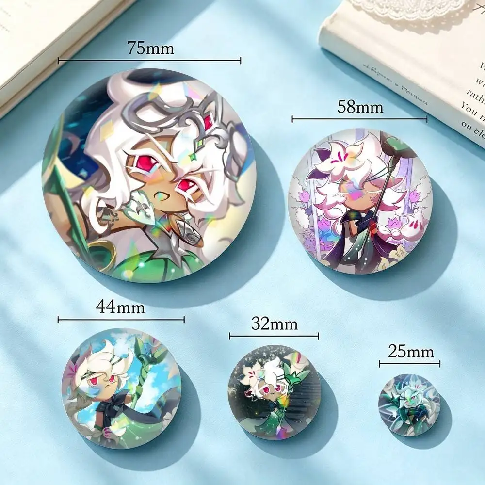 White lily Cookie Run Kingdom 25mm 32mm 44mm 58mm 75mm Brooches Badges Pins for Accessories Gift