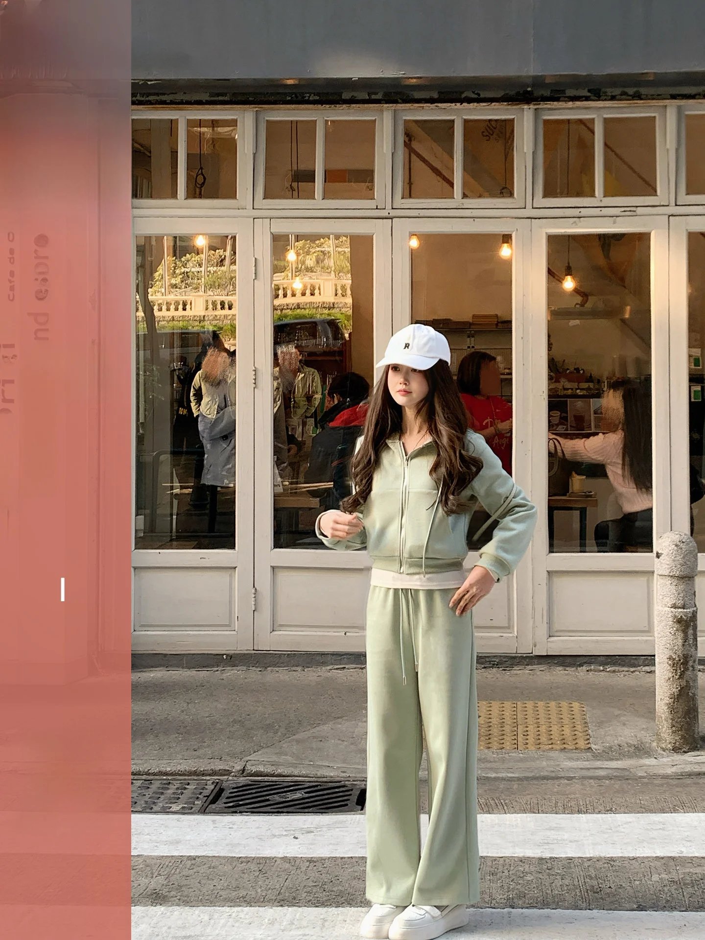 

Huangzuozuo Casual Hoodie Pants Set Women's Spring Two-Piece Korean Sle Cotton Long Sve High Waist Long Pants