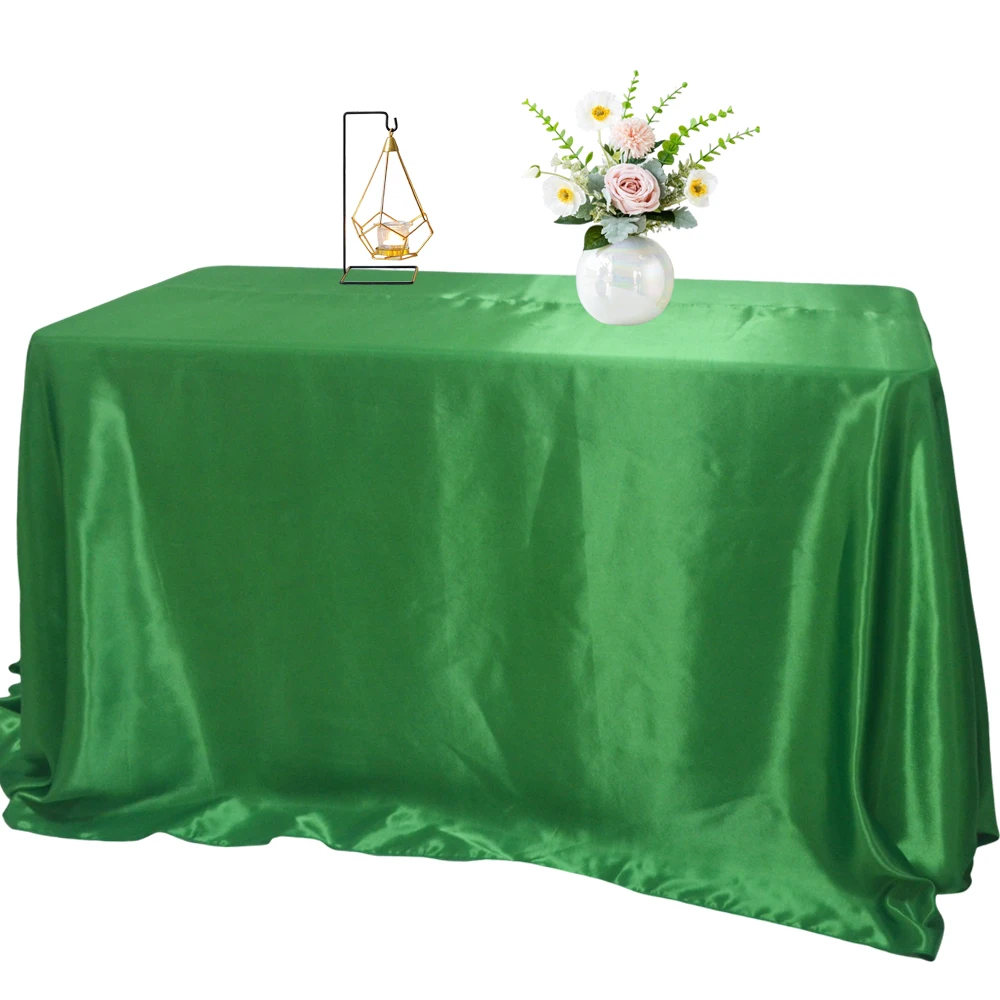 Reusable Satin Tablecloth Wedding Mariage Party Decoration Polyester Picnic Countryard Birthday Christmas Table Cloth White/Blue