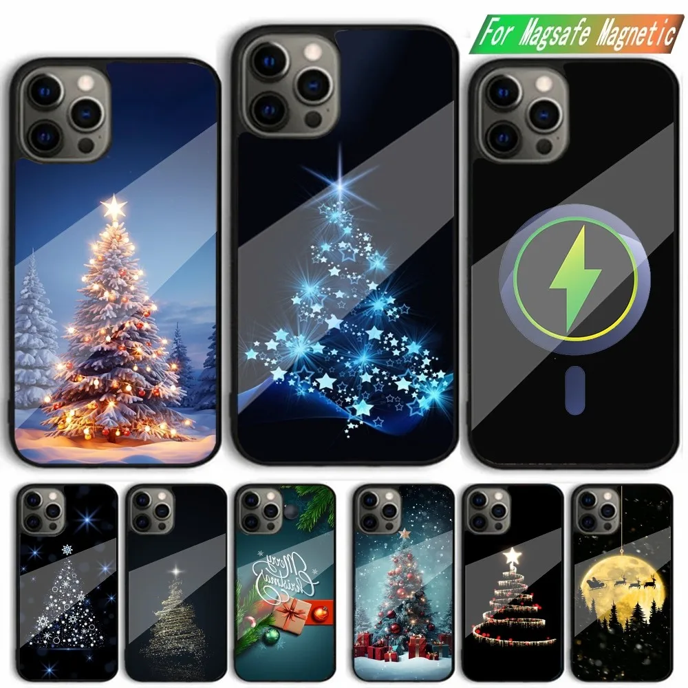 Merry Christmas Tree Phone Case For iPhone 15,14,13,12,11,Plus,Pro,Max Mini Magsafe Magnetic Wireless Charging