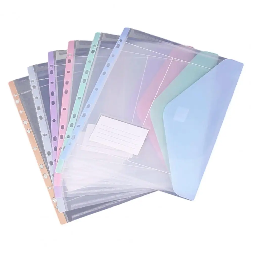 11 Hole Expandable Binder Folders for 2/3/4 Ring Document Pouch, Plastic Envelopes Binder Pocket with Snap Button & Label, Trans