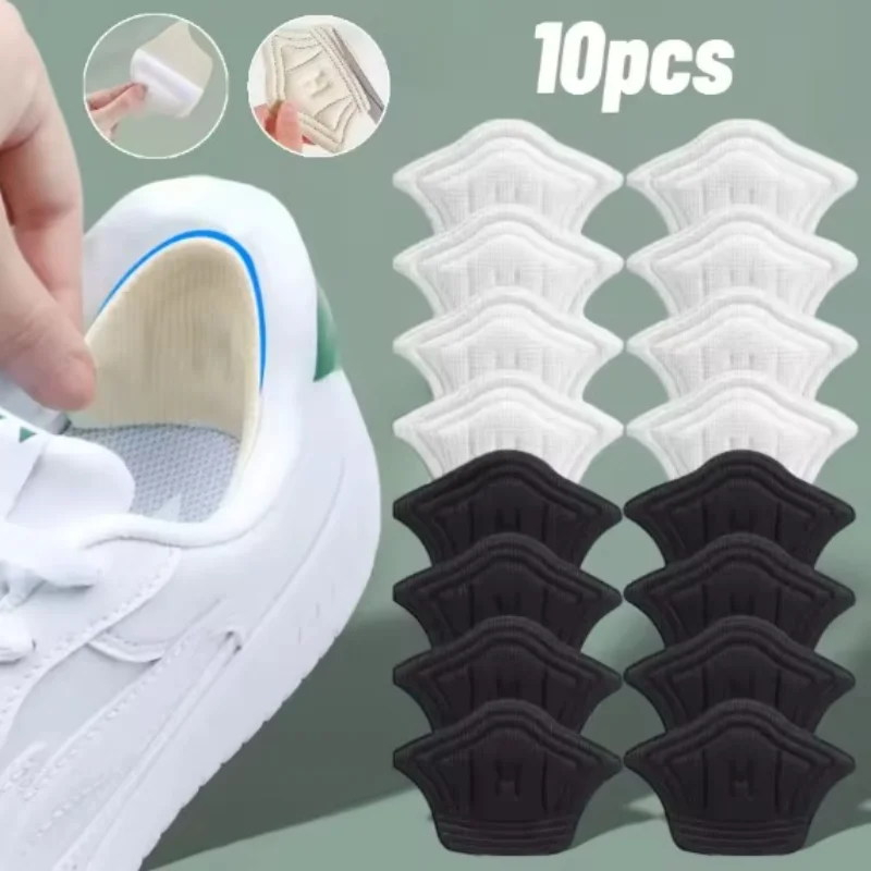 10 unids/set de plantillas para zapatos, almohadillas para el talón para zapatos deportivos, almohadilla para los pies de tamaño ajustable, plantilla protectora para el talón, pegatina trasera