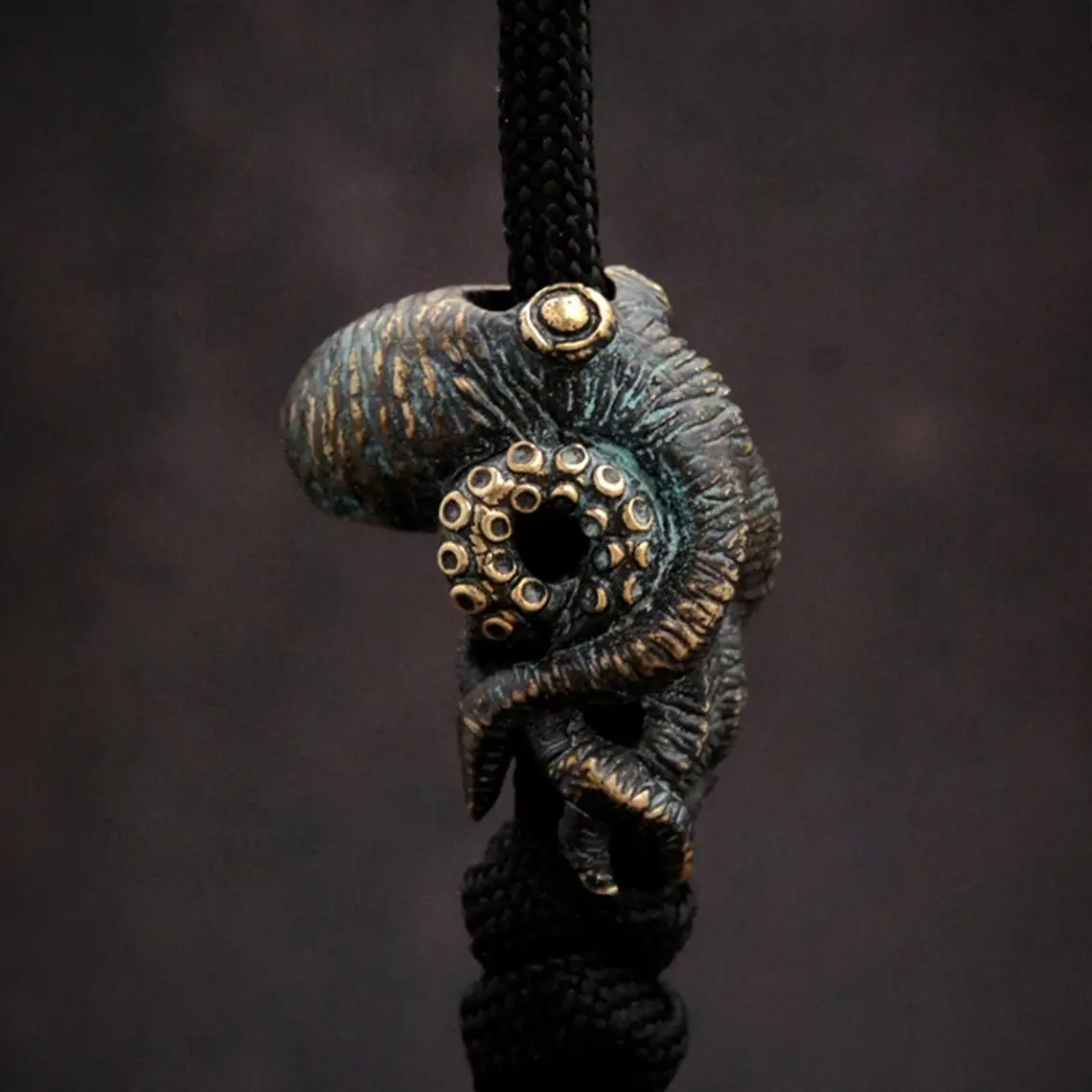 Octopus Brass Knife Beads Outdoor EDC Umbrella Rope Pendant DIY Paracord Bracelets Accessories Lanyard Hangings