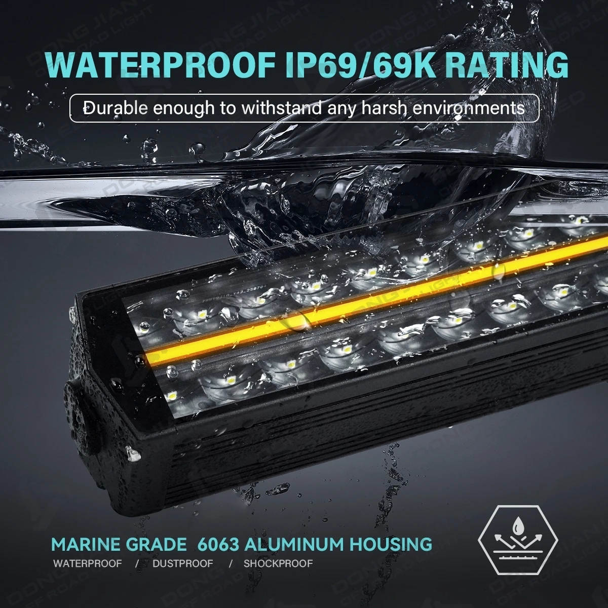 42-Inch Amber Double Row LED Light Bar 240W High Beam Roof Rack Lamps for  Wrangler Off-Road Bronco view 4