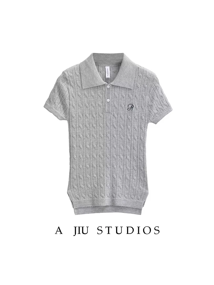 

Вязаная футболка в стиле ретро American College Sle с вышивкой Ne ort Sve, женская весна-лето, новый топ с разрезом по бокам