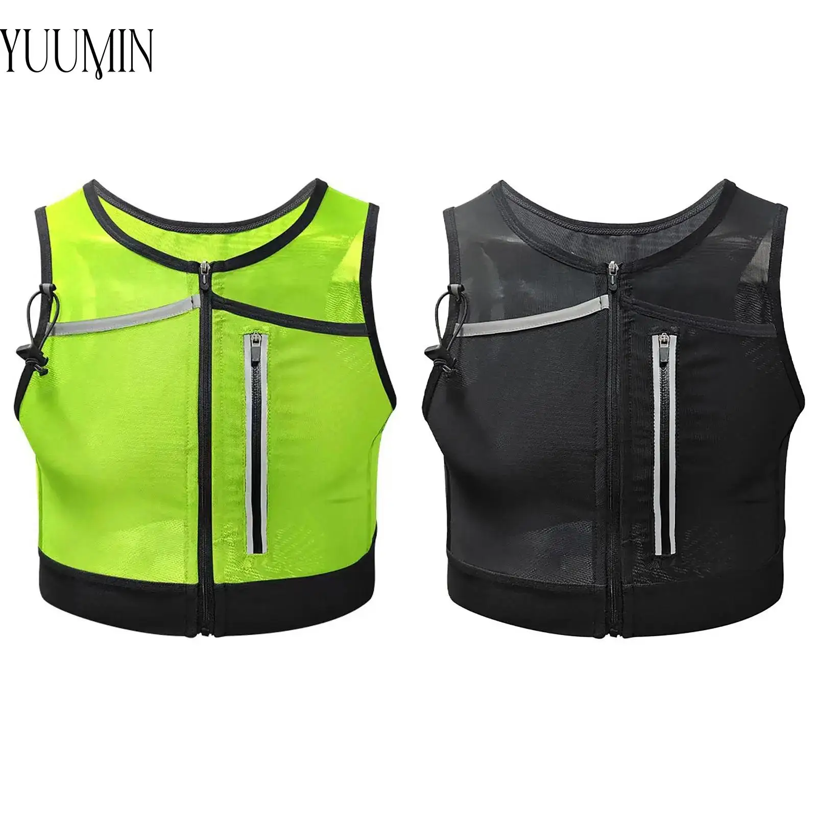 

Kids Boys Girls Breathable Mesh Vest Bag Unisex Children Strips Multi-Pocket Sports Tank Top for Cycling Running Outdoor Camping