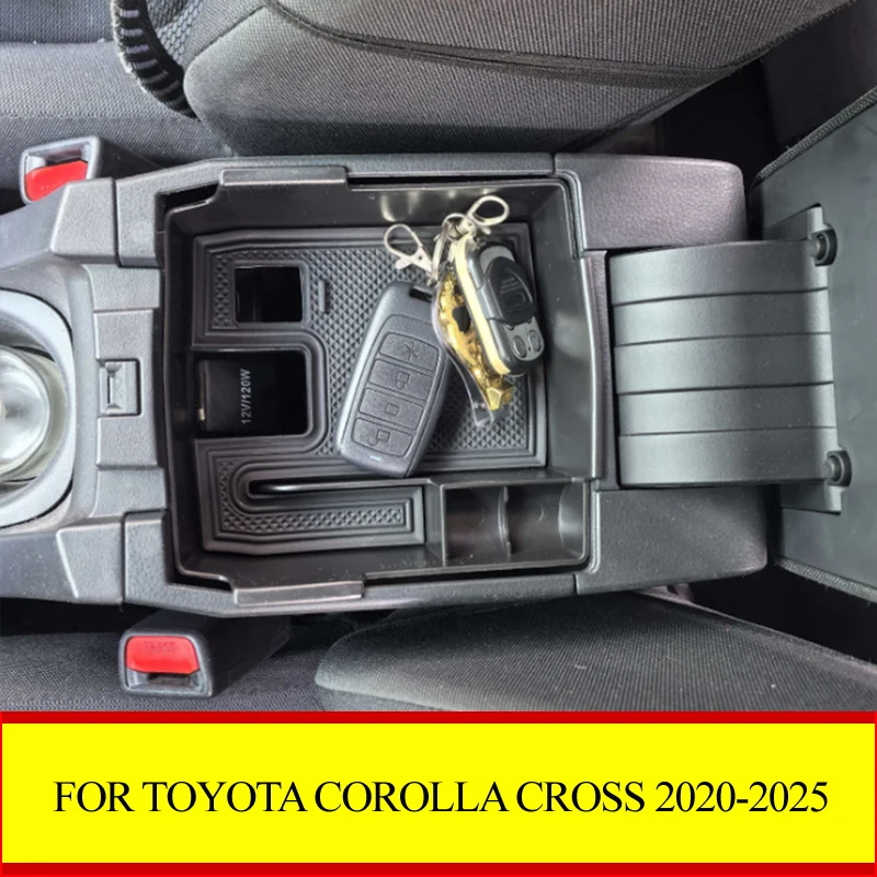 For Toyota Corolla Cross 2020-2025 Car Armrest Storage Box Center Console Flocking Organizer Tray Containers Accessories