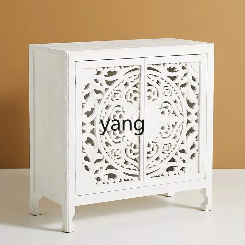 CX American Style Hollow Carved Shoe Cabinet Antique Finish