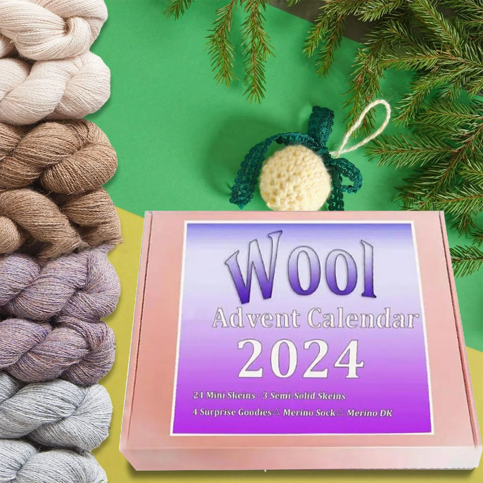 Wool Yarn Advent Calendar 2024 Days Till Christmas Advent Calendar for Home Office School Decoration