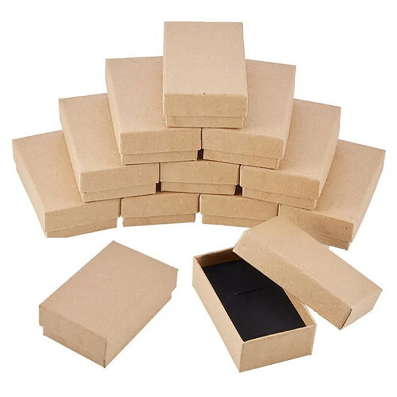 24PCS Kraft Paper Gift Box Small Kraft Paper Jewelry Box Handmade Cardboard Packing Gift Box Wedding Decorations