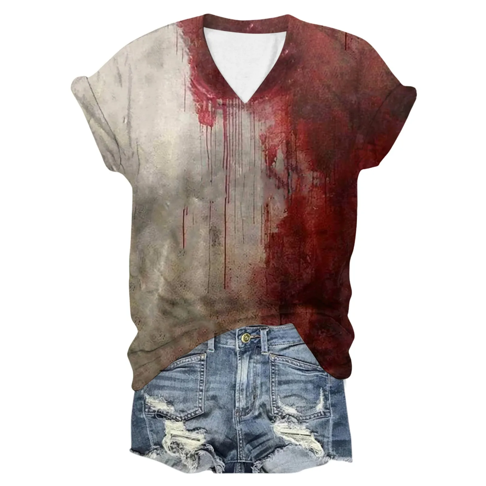 Women's Halloween Short Sleeved Bloody Letter Printed T Shirt Casual Festival Party Tops Horror Costume летняя одежда женская