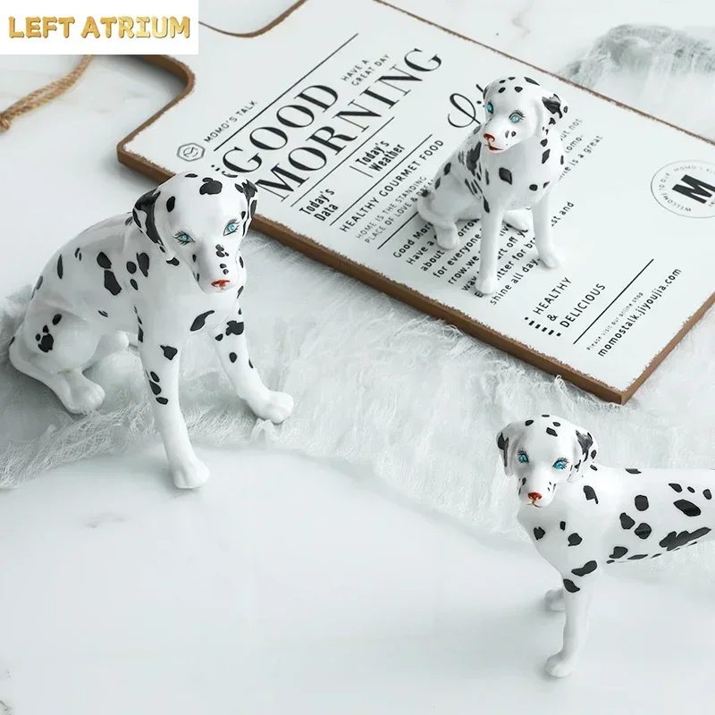 Dalmatians Sculpture Desk Decoration Ornaments Dog Statue Ceramic Crafts Modern Home Decor Artwork Room Aesthetics Dog Statuette