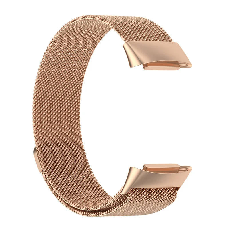 

Milanese Stainless Steel Smart Watch Strap Breathable Fine Mesh Watchband for Fitbit Charge 6 / 5 - Rose Gold
