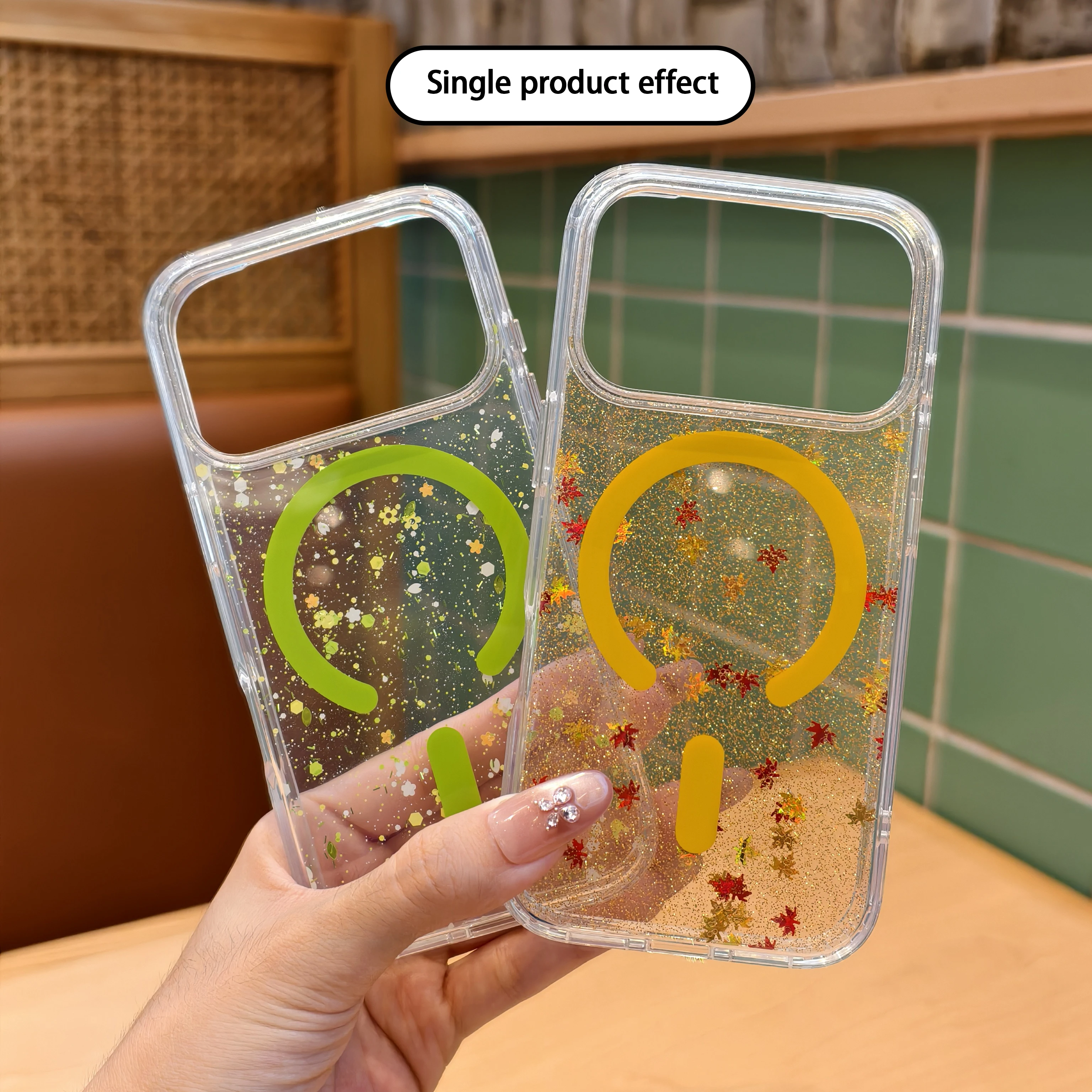 

Новый противоударный магнитный чехол Fanhua Maple Leaf Flash Powder предназначен для Apple 17Pro 17 Pro Air 17, противоударный чехол из ТПУ + ПК.