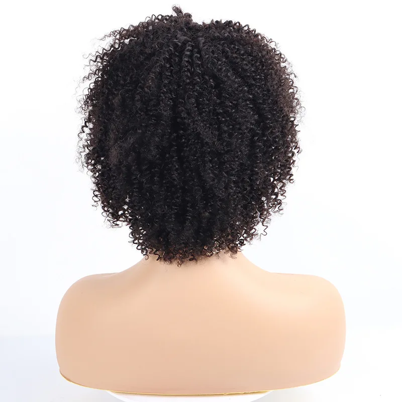 Afro Kinky Curly Wigs for Black Women 4A Curly Human Hair Short Kinky Curly Wigs African American Machine Made Wig with bangs image 4