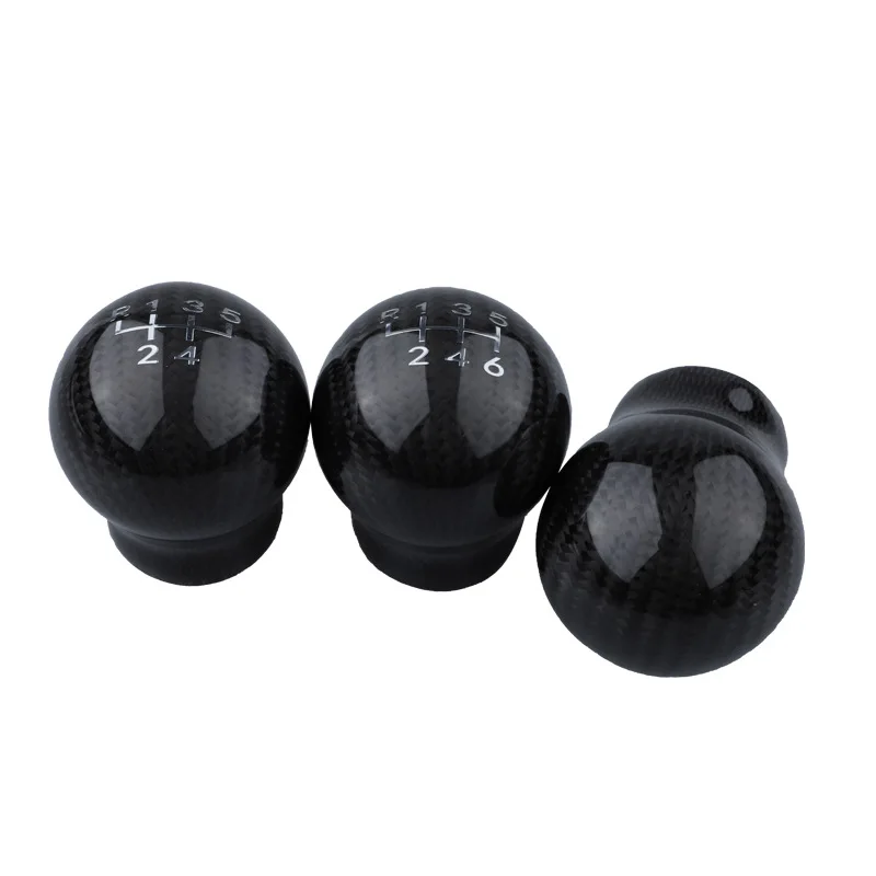

5 6 Speed Car Gear Shift Knob Shifter Lever Round Ball Shape Real Carbon Fiber Manual Transmission Shifter Lever AT MT
