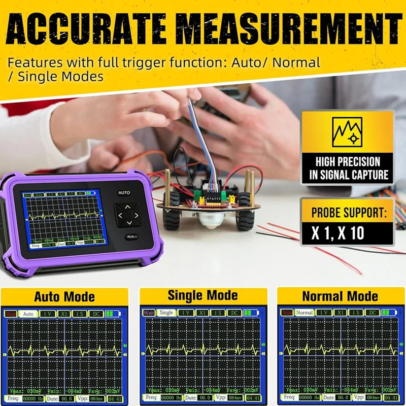 2.8Inch TFT Digital Oscilloscope 1Mhz Bandwidth,8.33Msa Sampling Rate Auto/Normal/Single Trigger Mode,Suitable For Home