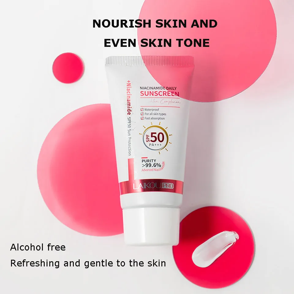 

LAIKOU Spf50 Moisturizer Sunscreen 50g Niacinamide Cream Protector Facial Sun Block Face Sun Cream Gel Isolation Lotion