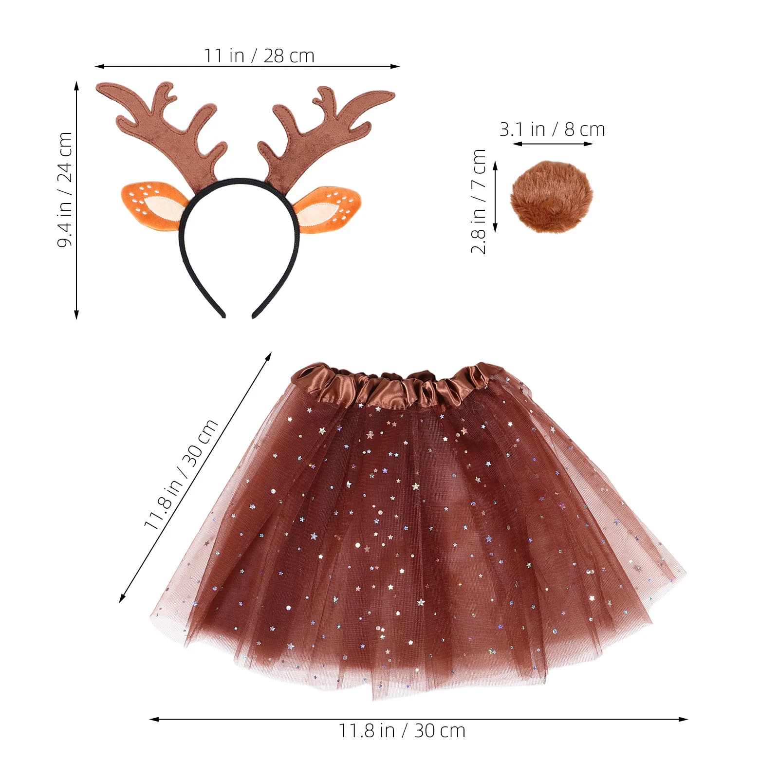 1Set Nette Deer Geweih Stirnband Kleid Schwanz Set Perfekte Party Cosplay Halloween Tier Kostüm Kit Tier Ohren Stirnband
