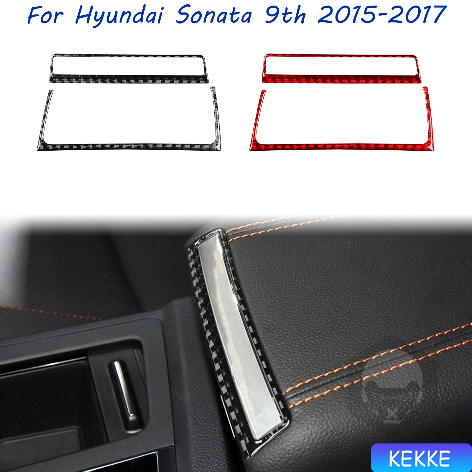 

For Hyundai Sonata 9 2015 2016 2017 Front Armrest Box Air Outlet Trim Real Carbon Fiber Sticker Car Interior Accessories