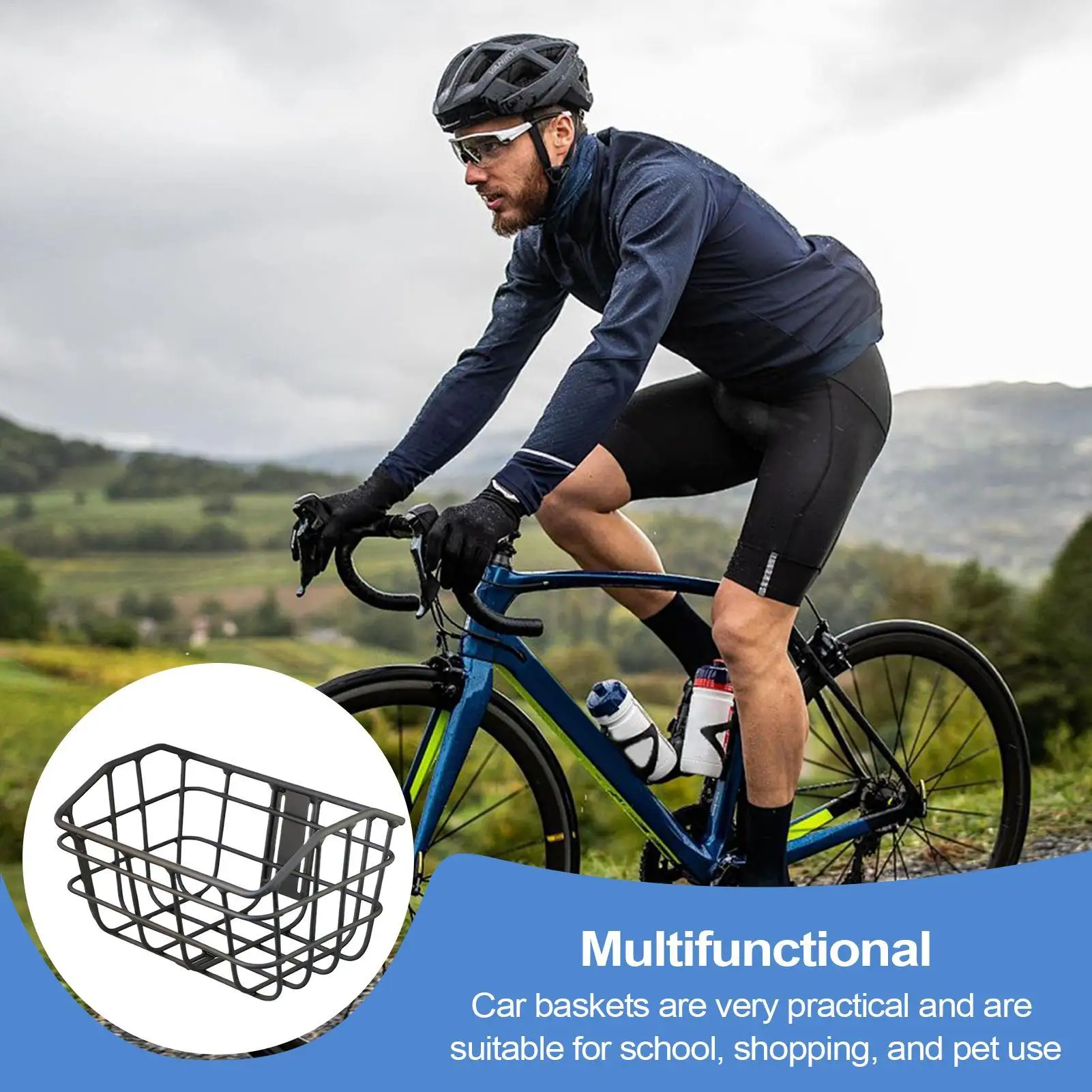 

Metal Bike Frame Basket Easy Assembly Front Bicycles Storage Rack Precise Sturdy Bike Storage Accessories For Picnic School