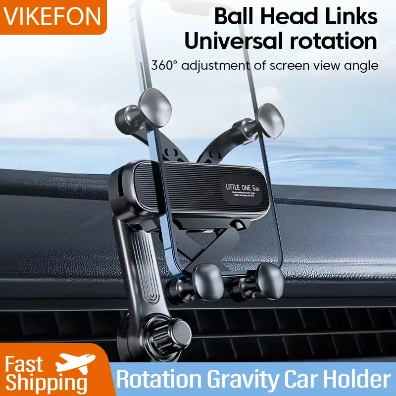 2024 New 360 Rotation Gravity Car Phone Holder Air Vent Clip Navigation Stand Telescopic Air Outlet Phone Support for 4.7-7 inch