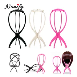 1 adet peruk standı plastik şapka ekran peruk kafa sahipleri 17x36Cm manken standı taşınabilir katlanır peruk standı pembe saç ekran araçları