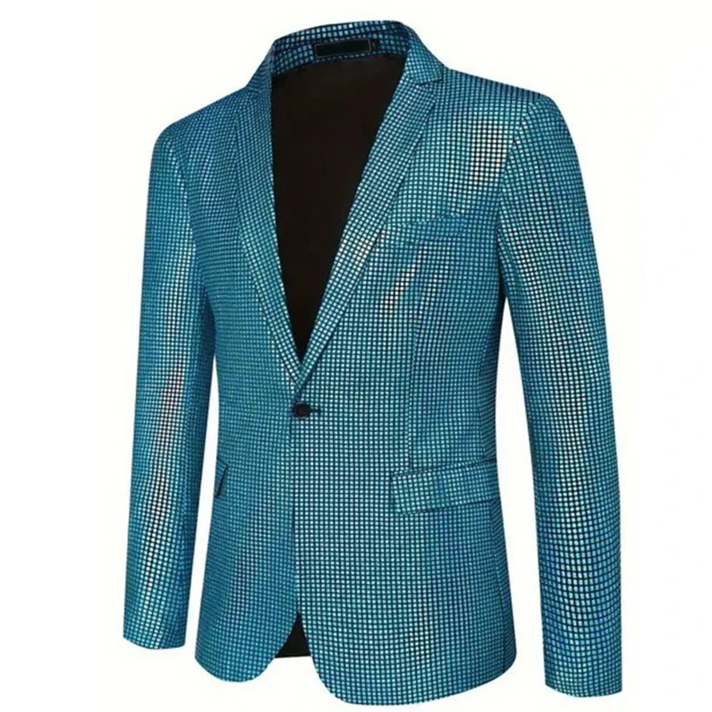 2024 New Silver/color Casual Mens Blazer,  Gold Blue Disco Cos Party Stage Nightclub Shiny Performance Jackets for Men ,Eur Size