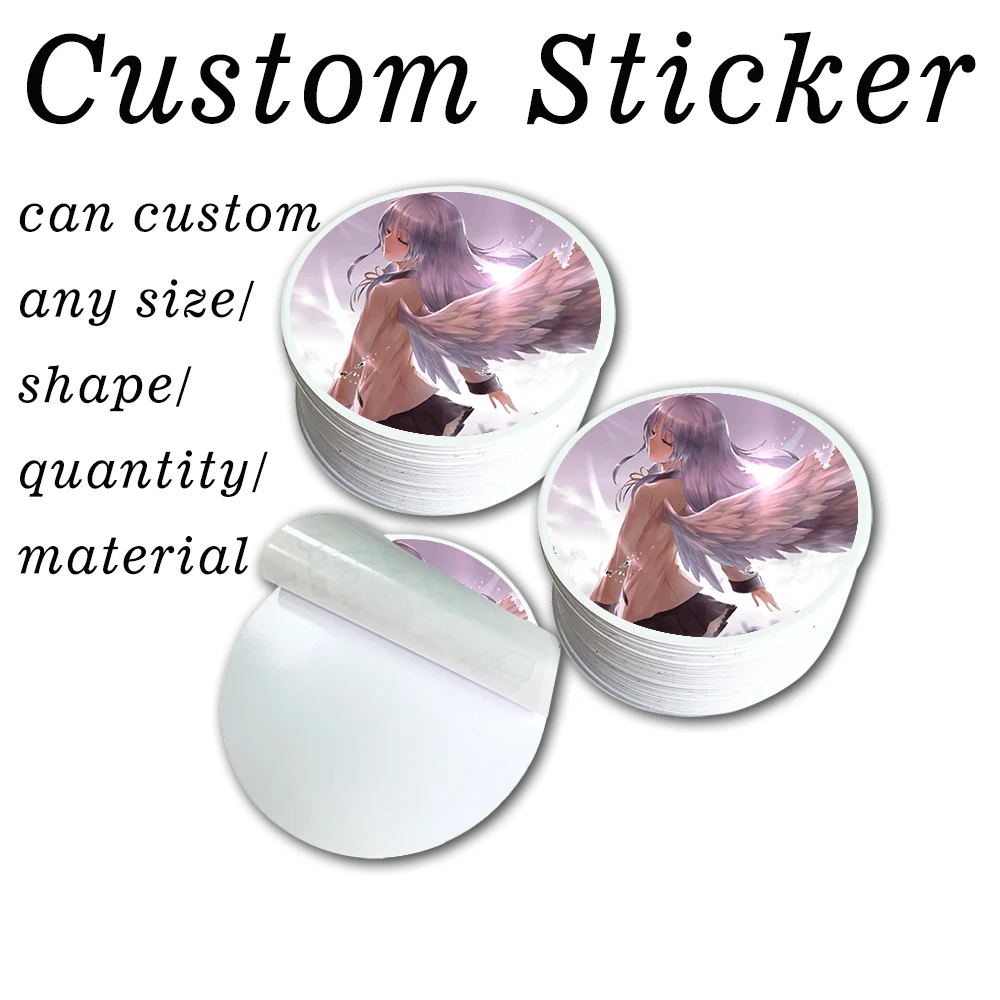 100pcs 7-10cm Custom Logo Sticker Print Personalized Design on Transparent Kraft Paper Adhesive Label Seal Sticker Waterproof