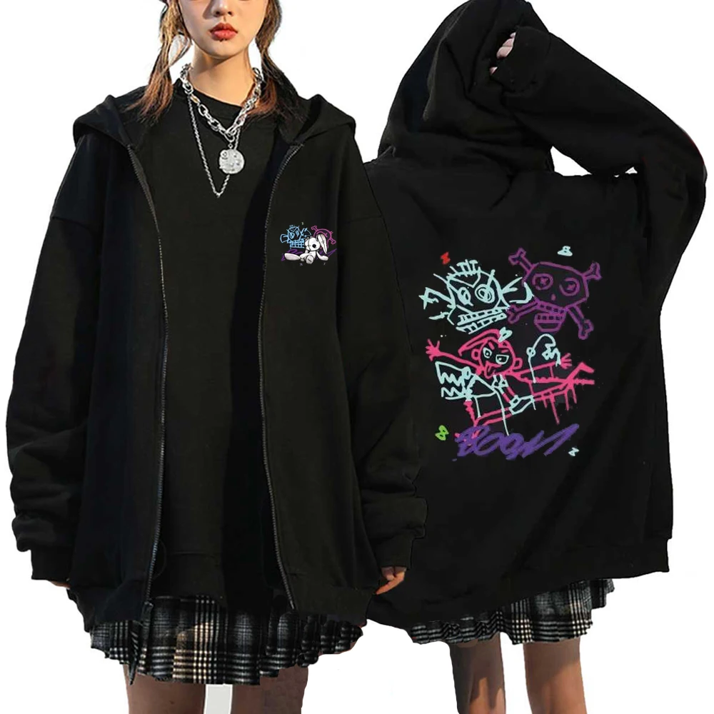 League of Legends Graffiti Hoodie Two Cities Battle Anime Pattern Zipper Hoodie Youth Graffiti Coat